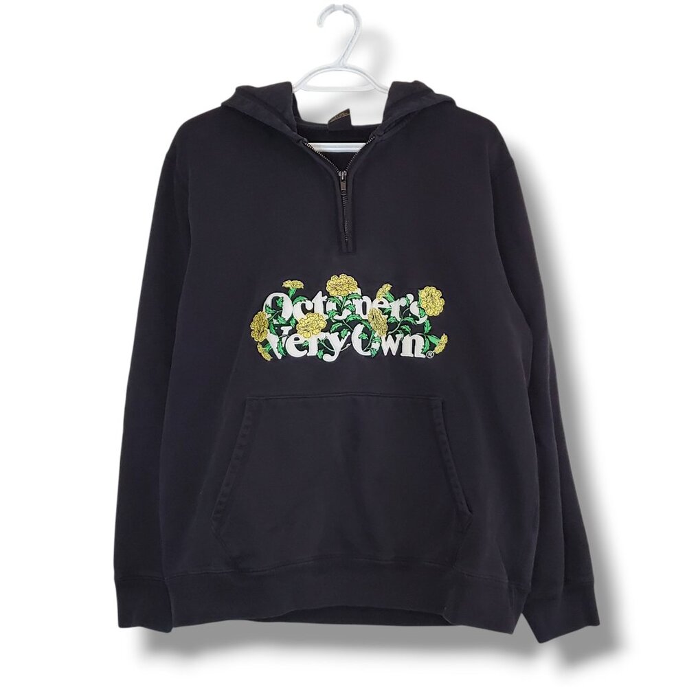 October's Very Own OVO Flower  Spell Out Hoodie Sweater Black Size M